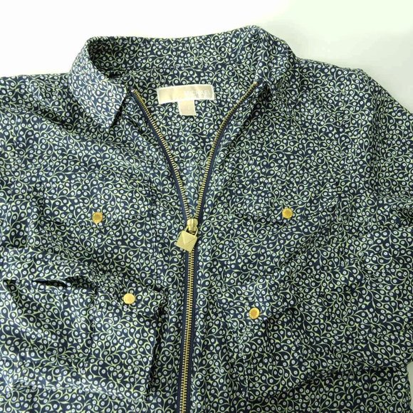 Michael Kors zip front lightweight long roll-up sleeves shirt blouse top - Picture 7 of 11